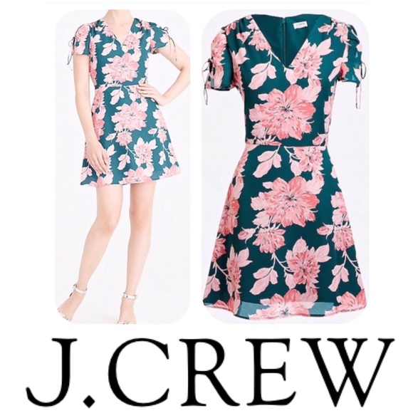 J. Crew Dresses & Skirts - J Crew Floral short-sleeve tie-shoulder dress